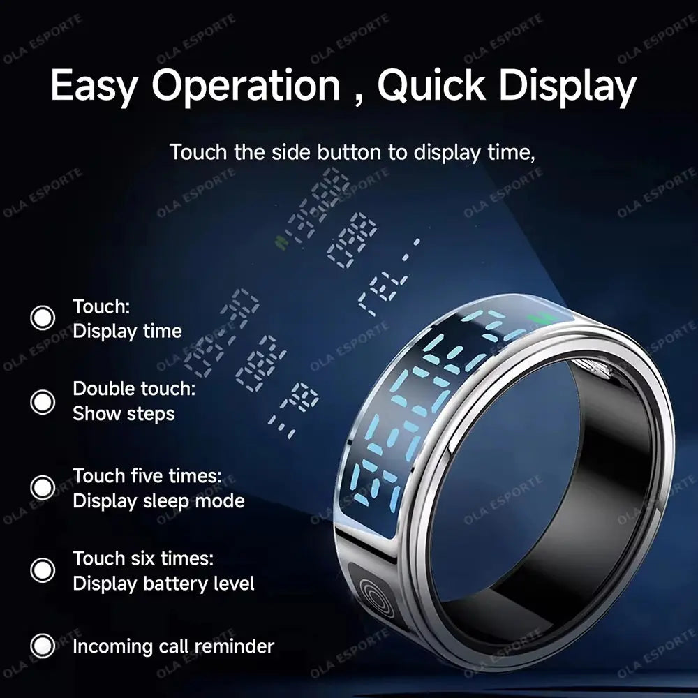 2025 Smart Ring LED Touch Display Screen Gesture Swipe Video Heart Rate Health Monitoring 5ATM Waterproof Smart Rings Men Women