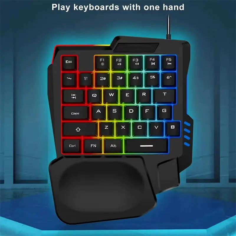Ergonomics Gaming Keyboard Single Hand Usb Wired 35Key One Handedly RGB Backlight Mini Keyboard for Gamer Laptop Desktop PC