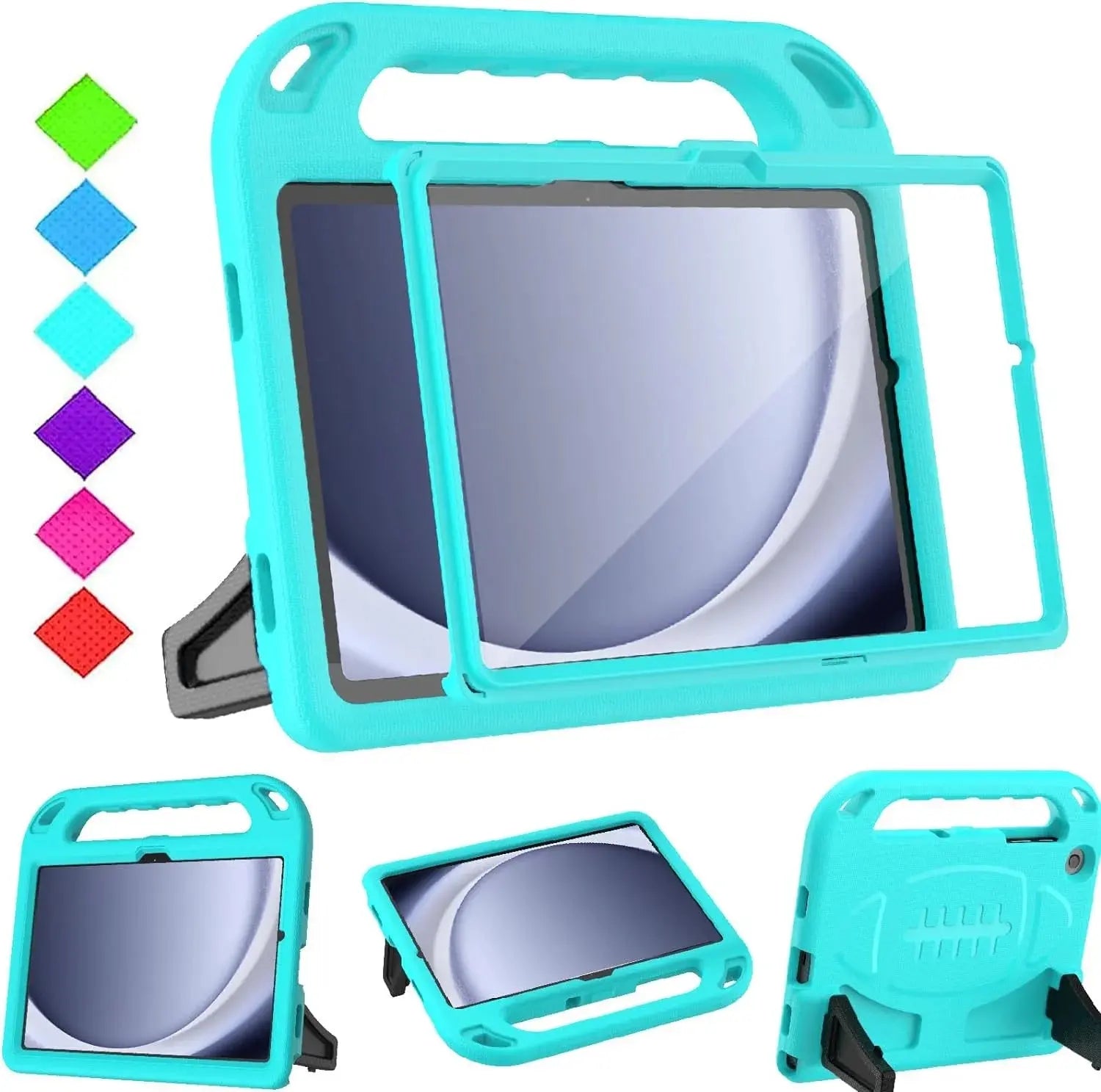 Kids Case for Samsung Galaxy Tab A9 plus 11 Inch 2023 (SM-X210/X216/X218) - with Built-In Screen Protector, Shockproof Handle Stand Samsung Galaxy Tab A9 plus Case for Kids,Turquoise