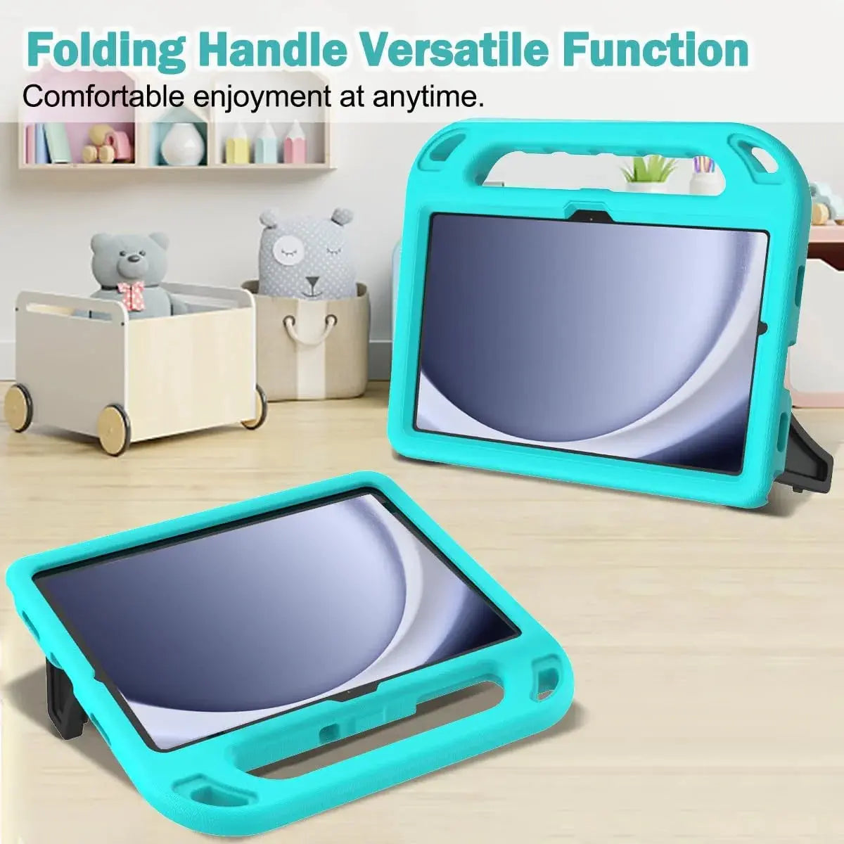 Kids Case for Samsung Galaxy Tab A9 plus 11 Inch 2023 (SM-X210/X216/X218) - with Built-In Screen Protector, Shockproof Handle Stand Samsung Galaxy Tab A9 plus Case for Kids,Turquoise