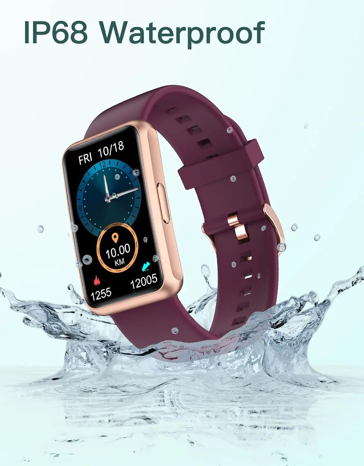Fitness Tracker No Bluetooth No APP No Phone Needed, Fitness Watch for Men Women Parents IP68 Waterproof with Full Touch Screen Steps Calories Counter Sleep Tracker Alarm Clocks (Purple)