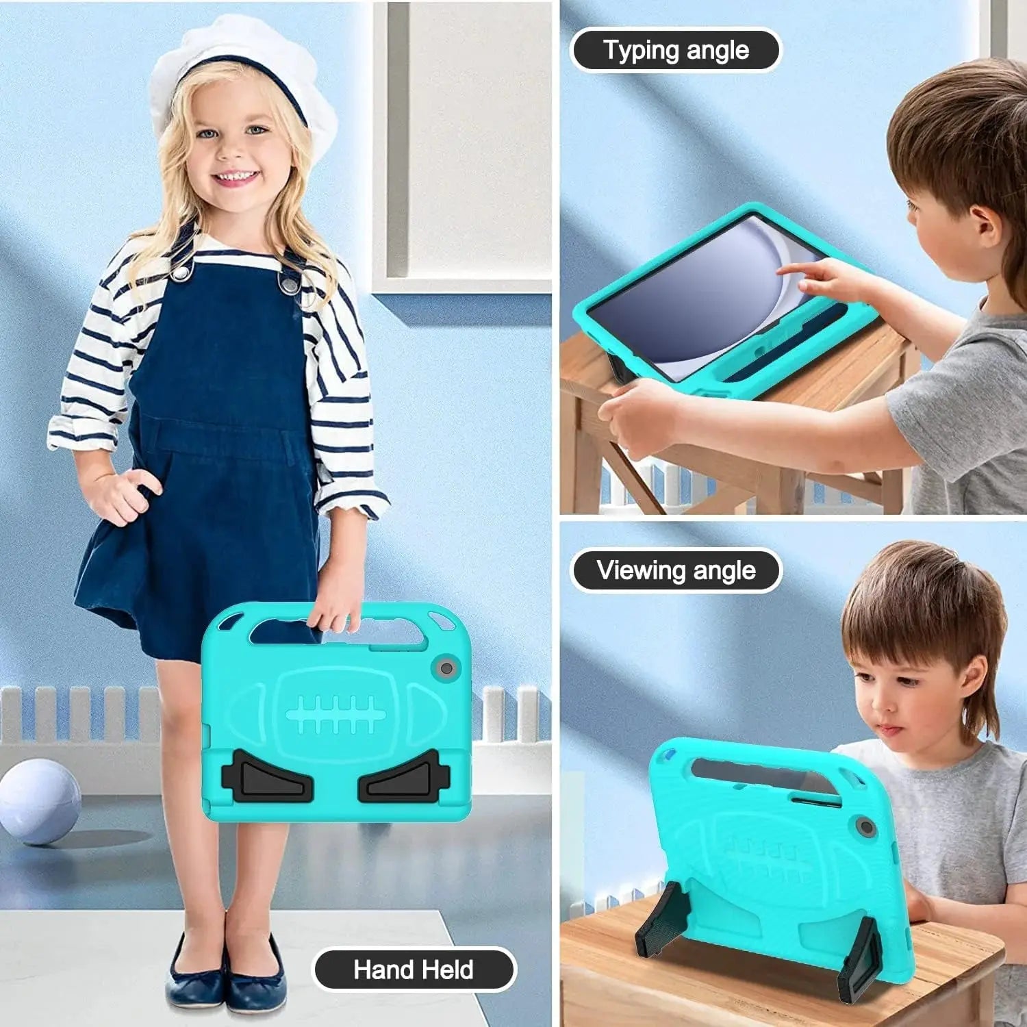 Kids Case for Samsung Galaxy Tab A9 plus 11 Inch 2023 (SM-X210/X216/X218) - with Built-In Screen Protector, Shockproof Handle Stand Samsung Galaxy Tab A9 plus Case for Kids,Turquoise
