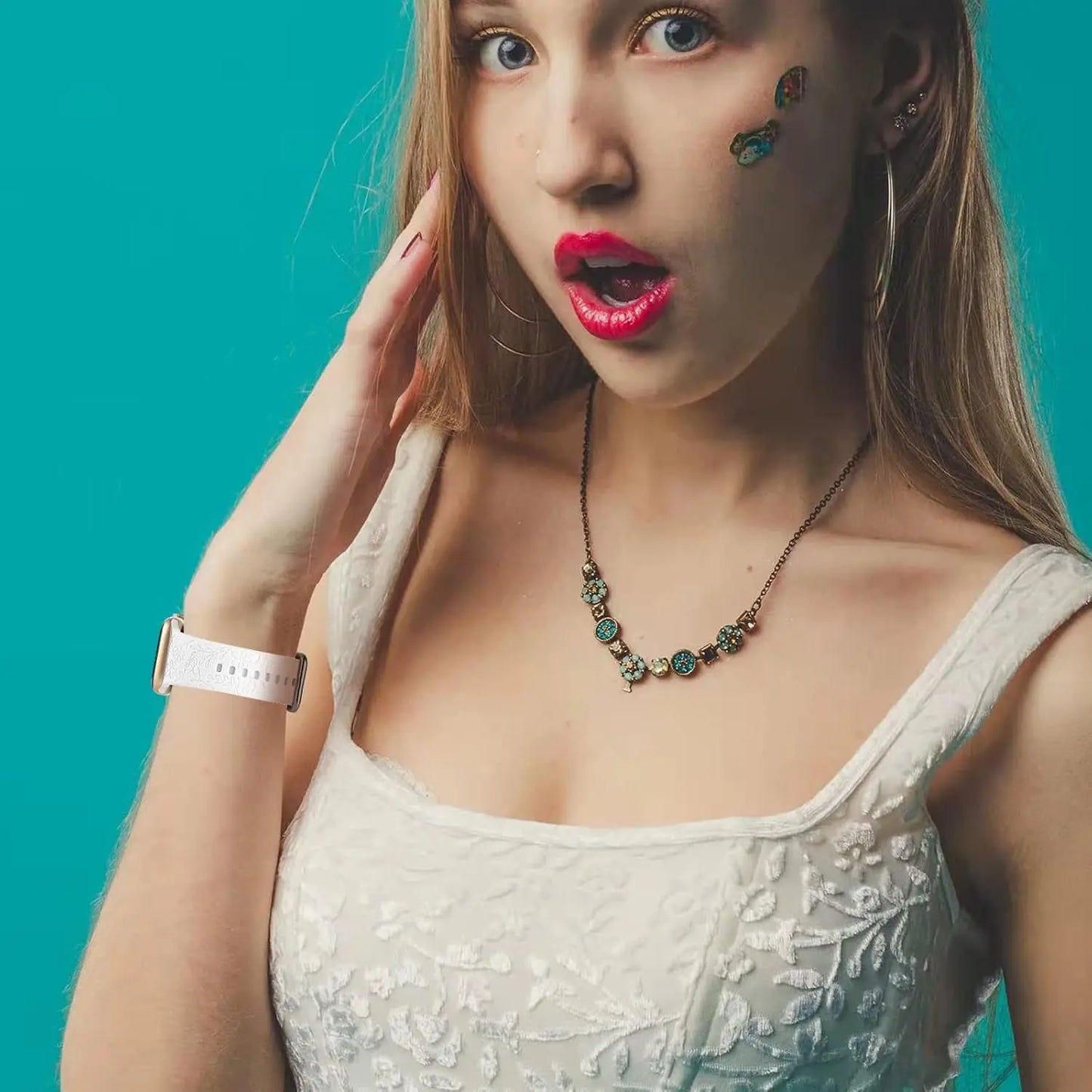 2 Pack Flower Engraved Sport Strap Compatible with Apple Watch Bands 38Mm 40Mm 41Mm, Women Floral Laser Soft Silicone Wristband Replacement Iwatch Series 10 9 8 7 6 5 4 3 2 1 SE