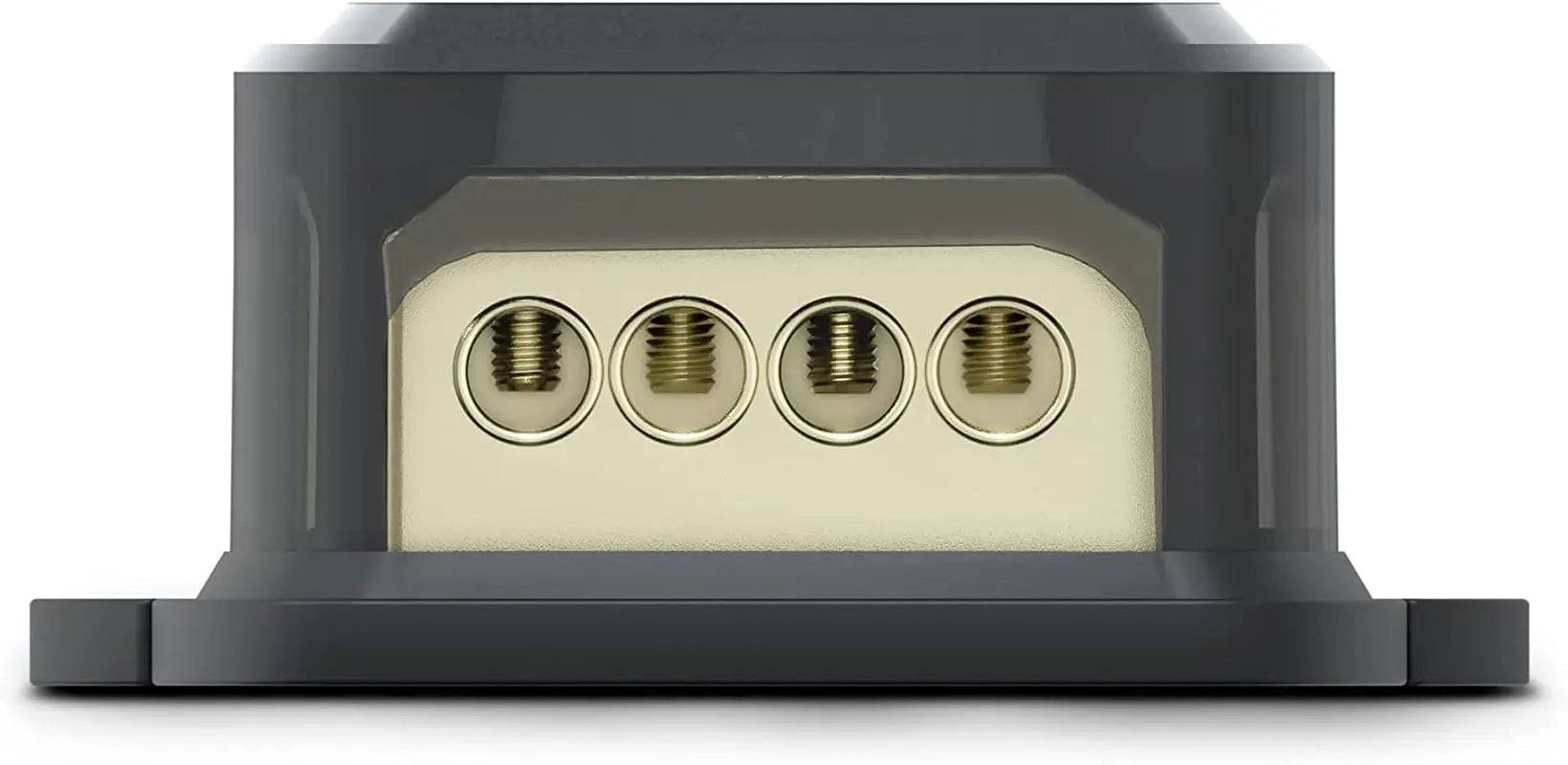 DB1448 Distribution Ground Block - 1 X 4GA In/ 4 X 8GA Out, Nickle Plated Internal Material, High-Strength Heat Resistant Plastic Housing, Oversized Set Screws for Secure Connections (1 in 4 Out), CLEAR, Single