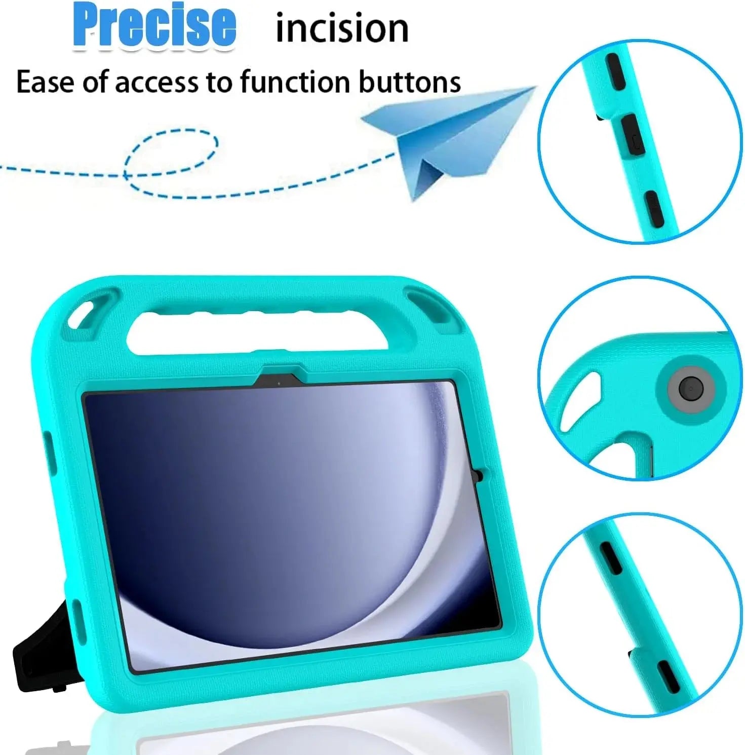 Kids Case for Samsung Galaxy Tab A9 plus 11 Inch 2023 (SM-X210/X216/X218) - with Built-In Screen Protector, Shockproof Handle Stand Samsung Galaxy Tab A9 plus Case for Kids,Turquoise