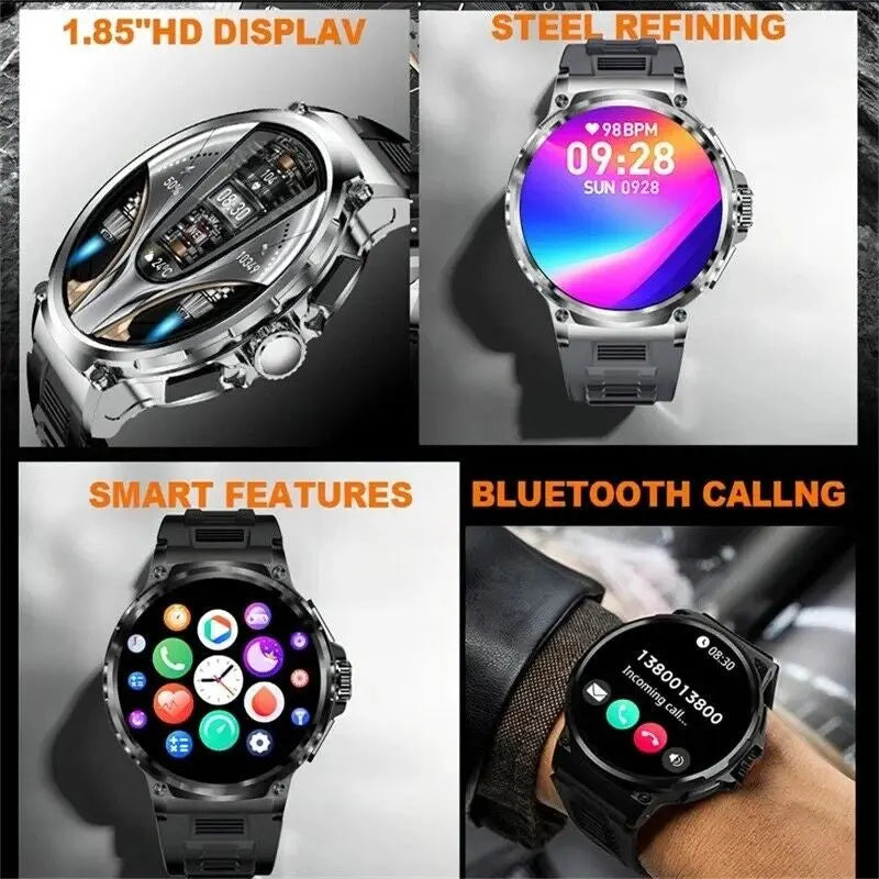 1.85" Ultra HD Smartwatch GPS Bluetooth Call Health Monitoring Watch Gym Gift