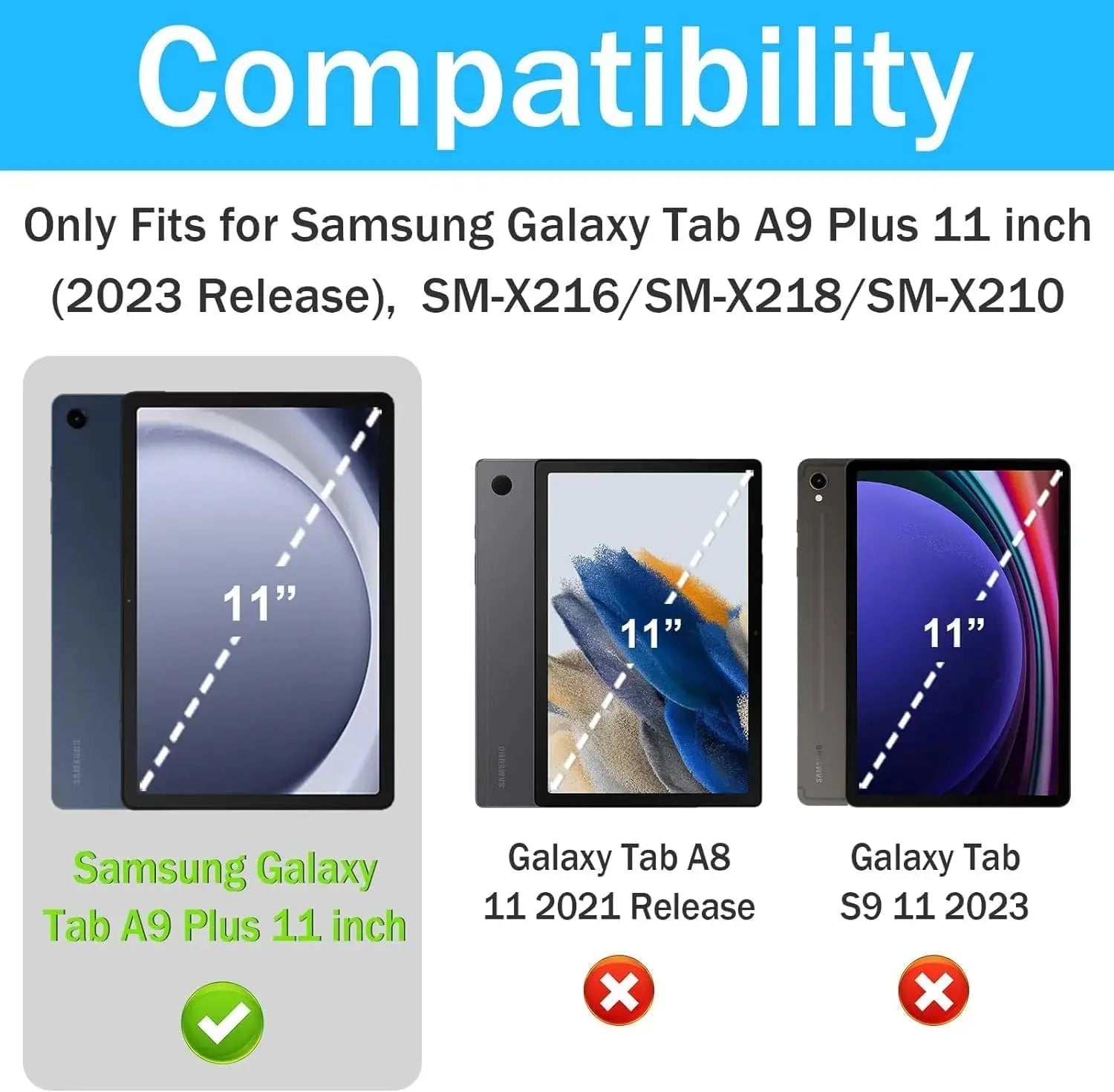 Kids Case for Samsung Galaxy Tab A9 plus 11 Inch 2023 (SM-X210/X216/X218) - with Built-In Screen Protector, Shockproof Handle Stand Samsung Galaxy Tab A9 plus Case for Kids,Turquoise