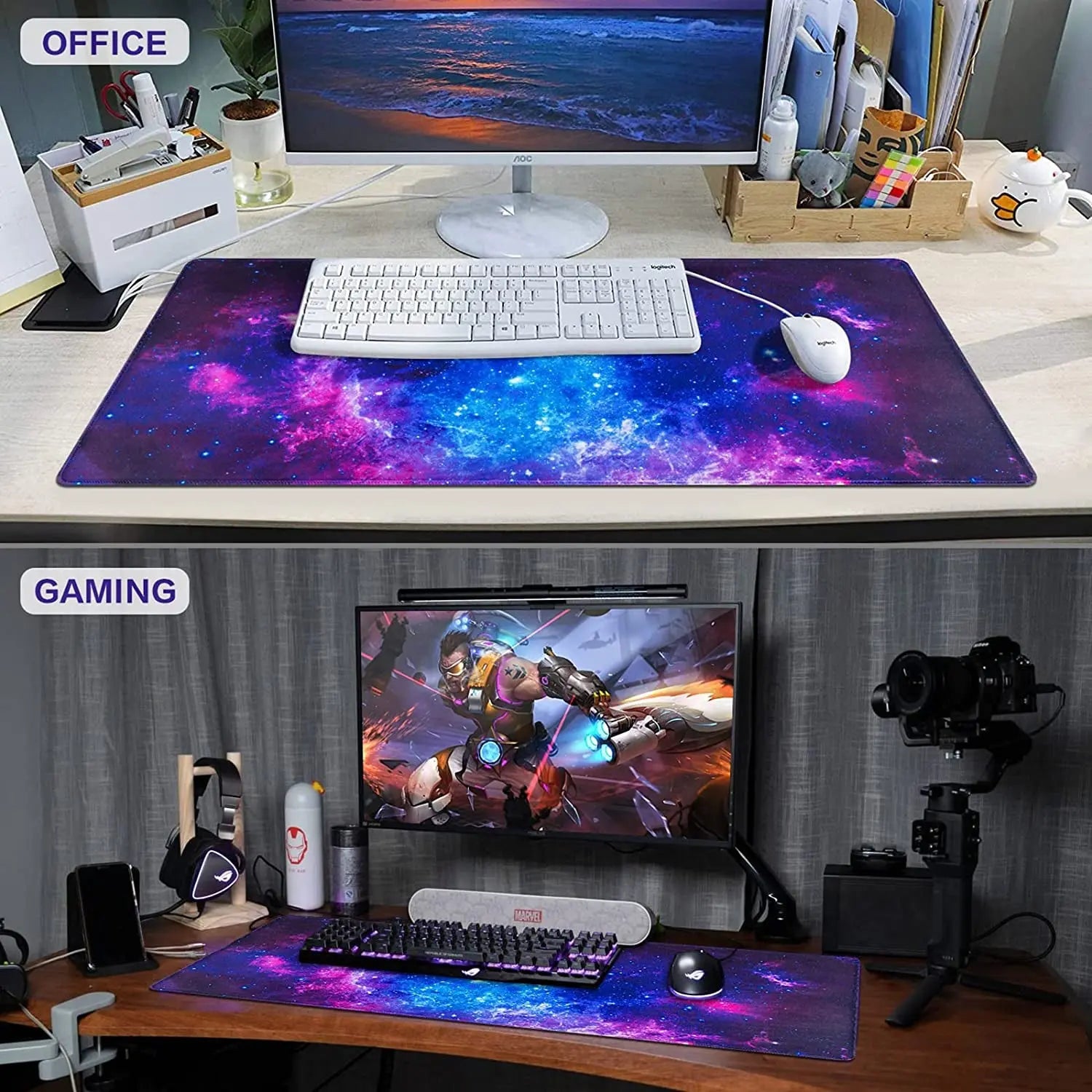 Gaming Mouse Pad, 31.5X15.7Inch Large Extended Mousepad Big Computer Desk Mat for Keyboard and Mouse Full Desk Mouse Mat with Non-Slip & Rubber Base