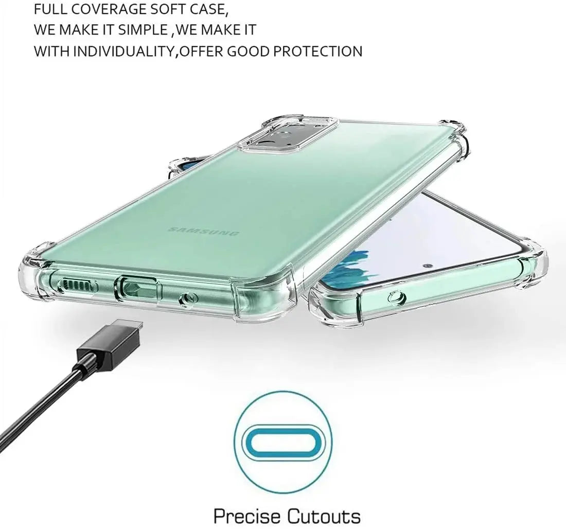 Galaxy A11 A12 A32 A42 S20 FE 5G S9 S21 S21+ S21 FE 5G Note 9 20 Ultra Case, Samsung Galaxy Clear Phone Cases,  Crystal Transparent Clear Flexible Shock Absorption Bumper Soft TPU Cover