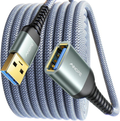 USB Extension Cable,Usb Extender,Usb 3.0 Extension Cable, Male to Female Cord High Data Transfer Compatible with Webcam,Usbkeyboard,Flash Drive,Hard Drive,Printer,10Ft,Grey